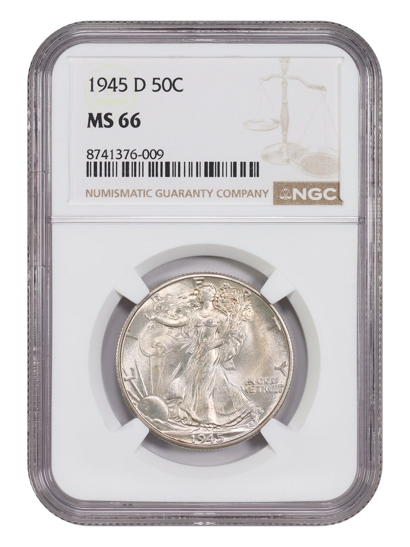 1945 Denver Walking Liberty Half Dollar NGC MS66 Certified 50 Cent Coin (1 of 4)