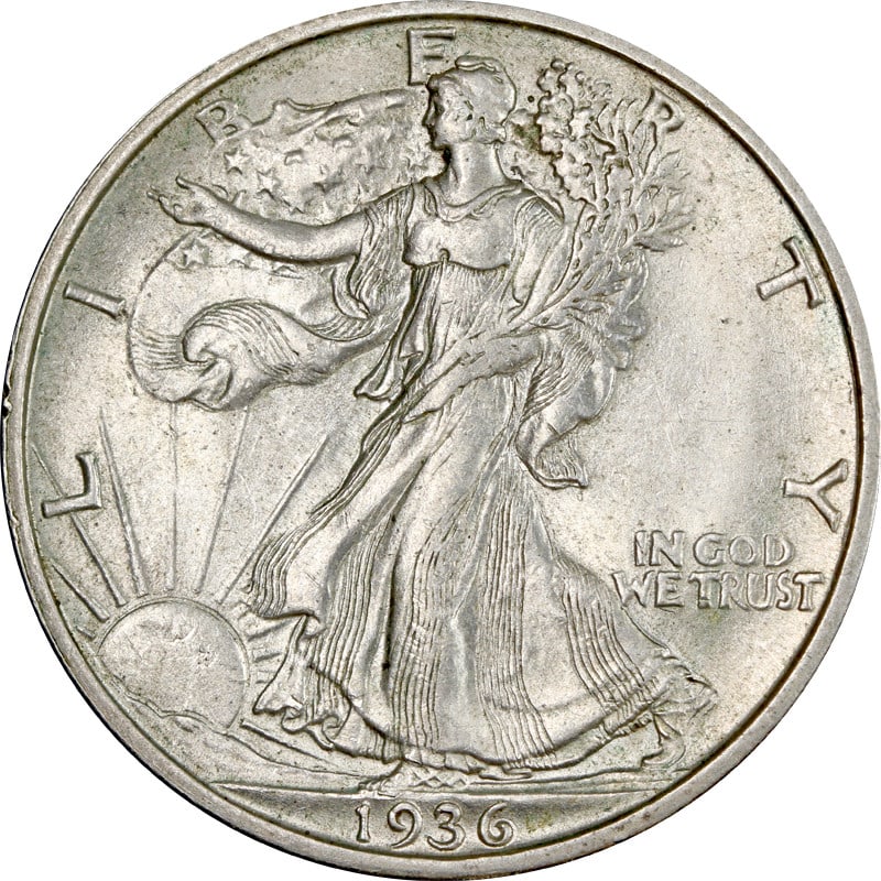 1936-S Walking Liberty Half Dollar Silver Circulated (1 of 2)