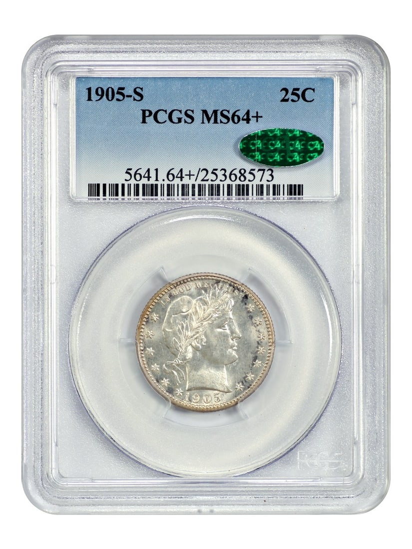 PCGS CAC MS64 Plus 1905-S Barber Quarter Key San Francisco Date (1 of 4)