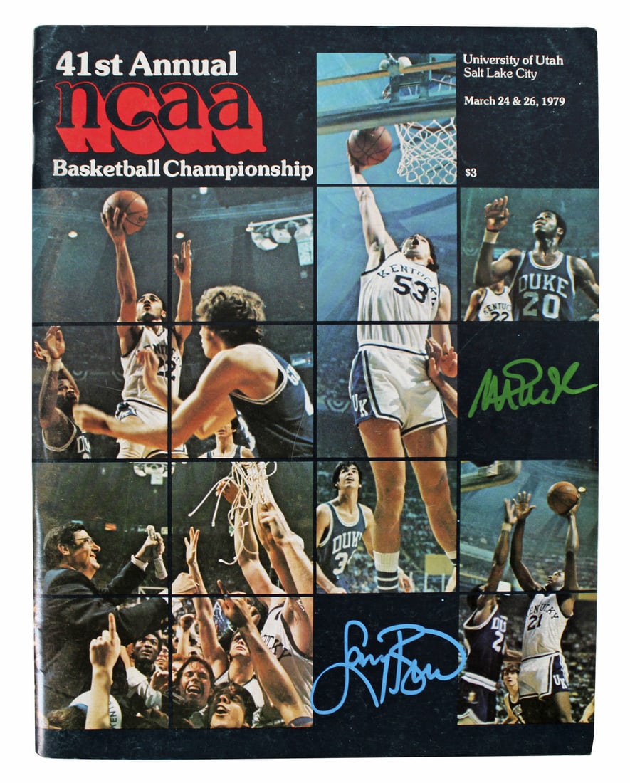 Magic Johnson Larry Bird Signed 1979 NCAA Program BAS Authenticated (1 of 5)