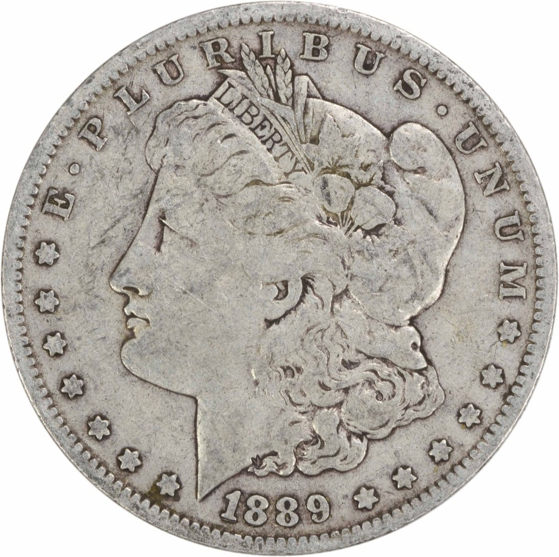 1889 New Orleans Morgan Dollar 90 Percent Silver VF Uncertified Coin: 1889 New Orleans Morgan Dollar 90 Percent Silver VF Uncertified Coin This is an 1889-O Morgan Silver Dollar from the United States, featuring a composition of 90% silver and 10% copper. Minted in New