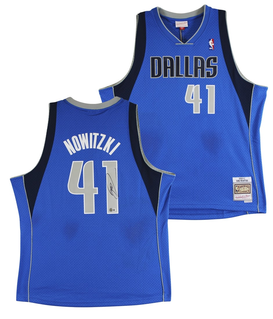 Dirk Nowitzki Signed Blue Mavericks Swingman Jersey BAS Authenticated (1 of 8)