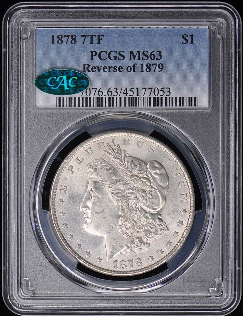 1878 Morgan Dollar $1 PCGS MS63 CAC Uncirculated Coin: 1878 Morgan Dollar $1 PCGS MS63 CAC Uncirculated Coin This 1878 Morgan Dollar is a remarkable piece, certified by PCGS with a grade of MS63. This uncirculated coin showcases the Philadelphia mint's cr