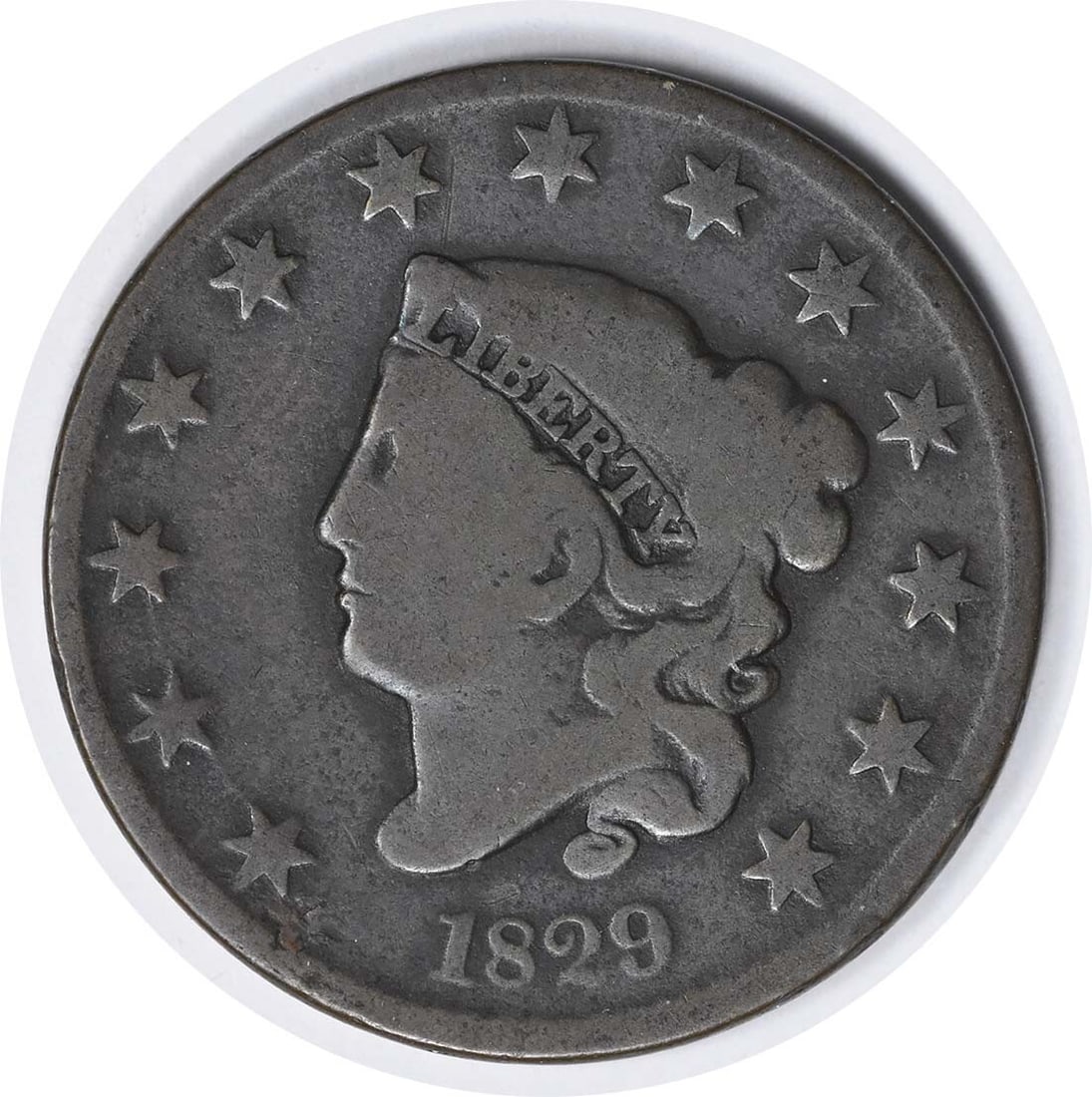 1829 Large Cent Coronet Head Copper Coin VG Uncertified (1 of 2)