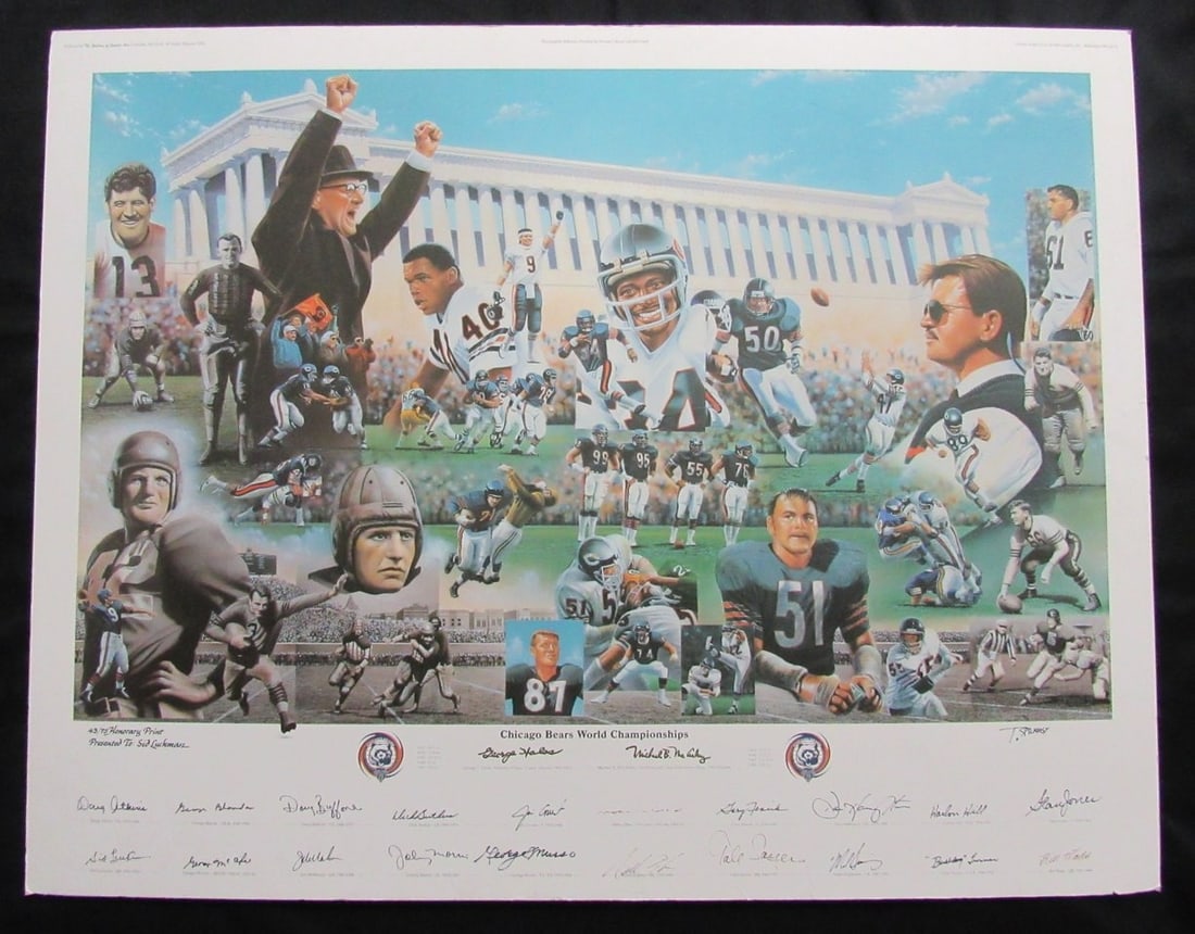 Chicago Bears Multi-Signed Limited Edition Print 43/75 Luckman Butkis (1 of 5)