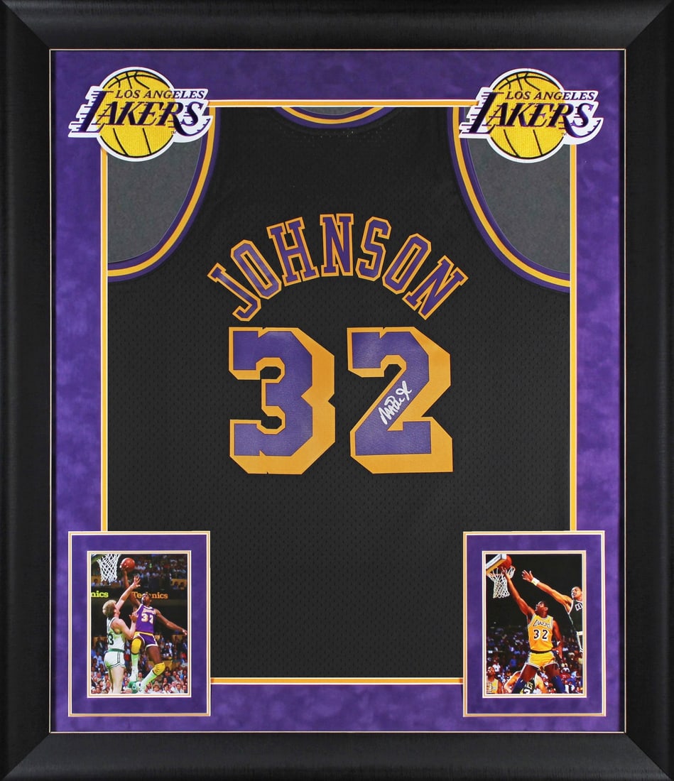 Magic Johnson Signed Framed Lakers Jersey Mitchell & Ness BAS Authenticated (1 of 2)
