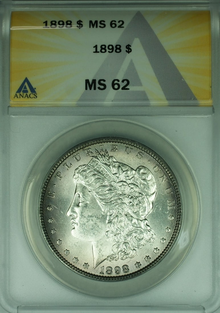 ANACS MS-62 1898 Morgan Dollar Silver Coin with Colorful Toning (1 of 2)