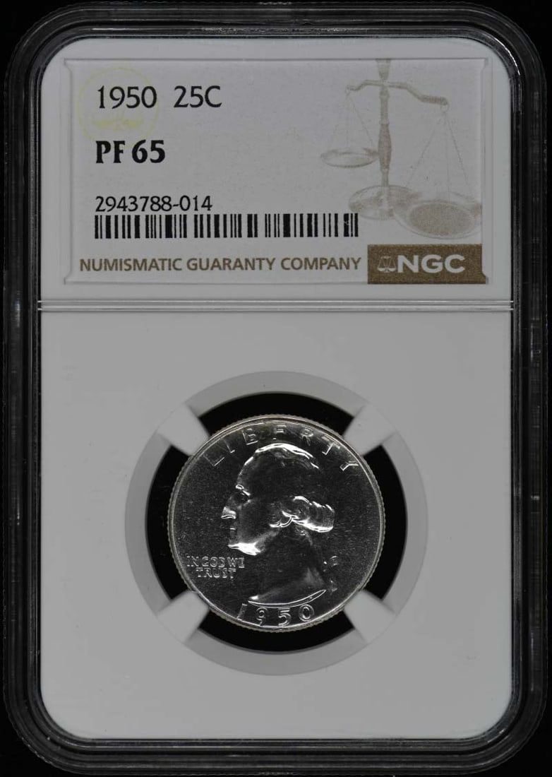 1950 Washington Quarter 25C NGC PR65 Uncirculated Proof Coin (1 of 2)