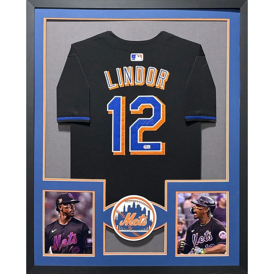 Francisco Lindor Signed Framed Jersey New York Mets Beckett Authenticated (1 of 2)