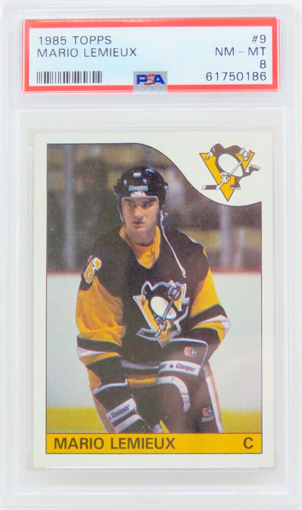 Mario Lemieux 1985 Topps RC #9 Graded PSA 8 Penguins Card (1 of 2)