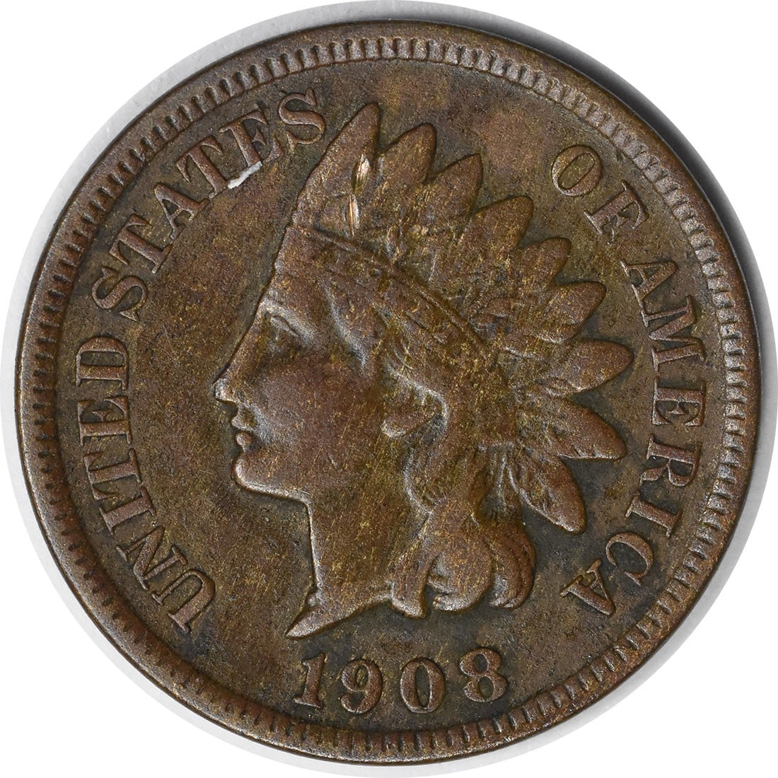 1908-S Indian Head Cent Copper Coin F Uncertified Km 90a (1 of 2)