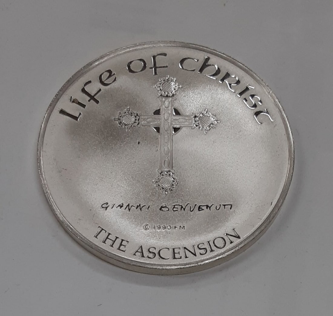 The Ascension Sterling Silver Medal Life of Christ by Benvenuti: The Ascension Sterling Silver Medal Life of Christ by Benvenuti This Franklin Mint Life of Christ .925 silver medal features artwork by Gianni Benvenuti and depicts The Ascension. Produced in the Unit