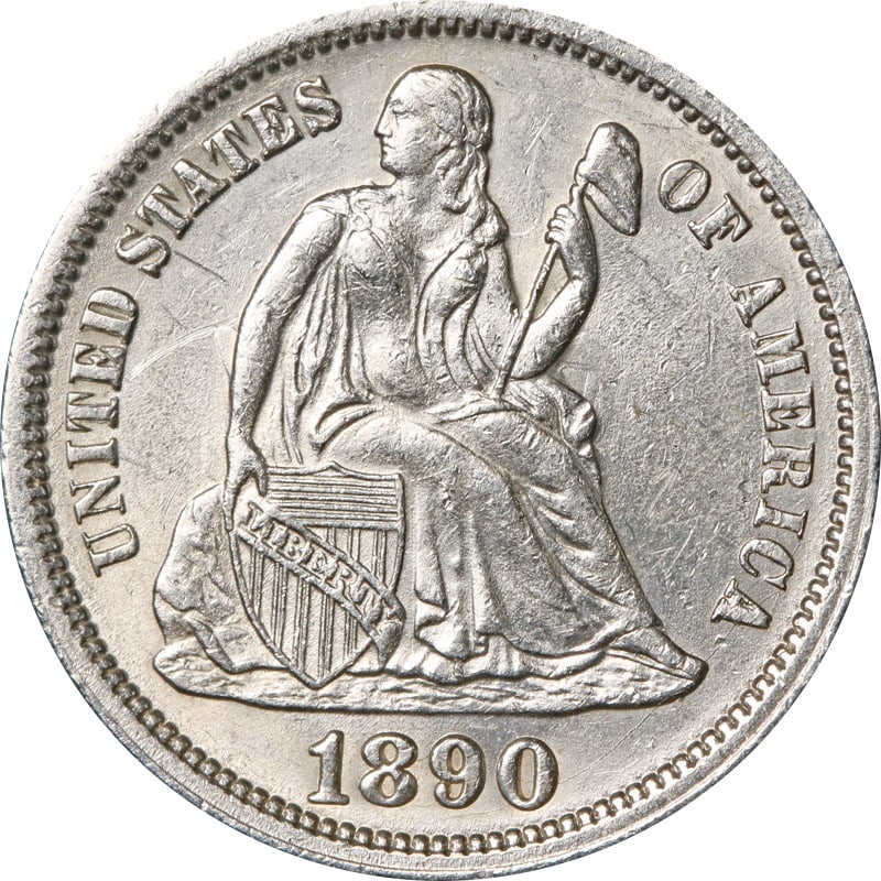 1890-P Seated Liberty Dime Silver Coin Circulated (1 of 2)