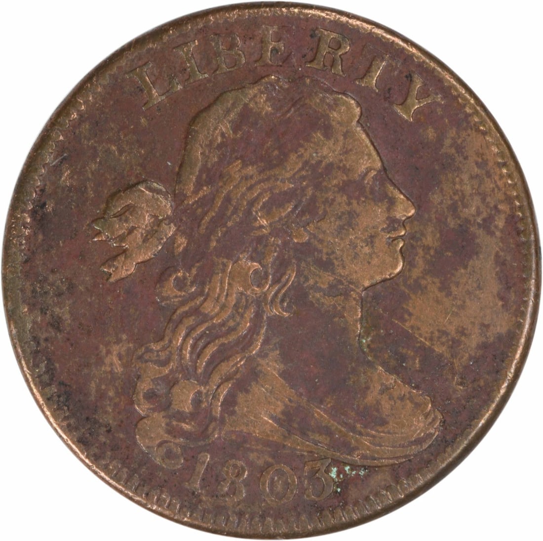 1803 Large Cent Draped Bust Copper Coin VF Uncertified (1 of 2)