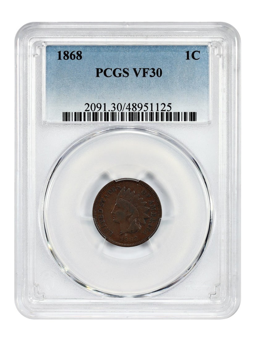 1868 Indian Head Cent PCGS VF30 Certified One Cent Coin (1 of 4)