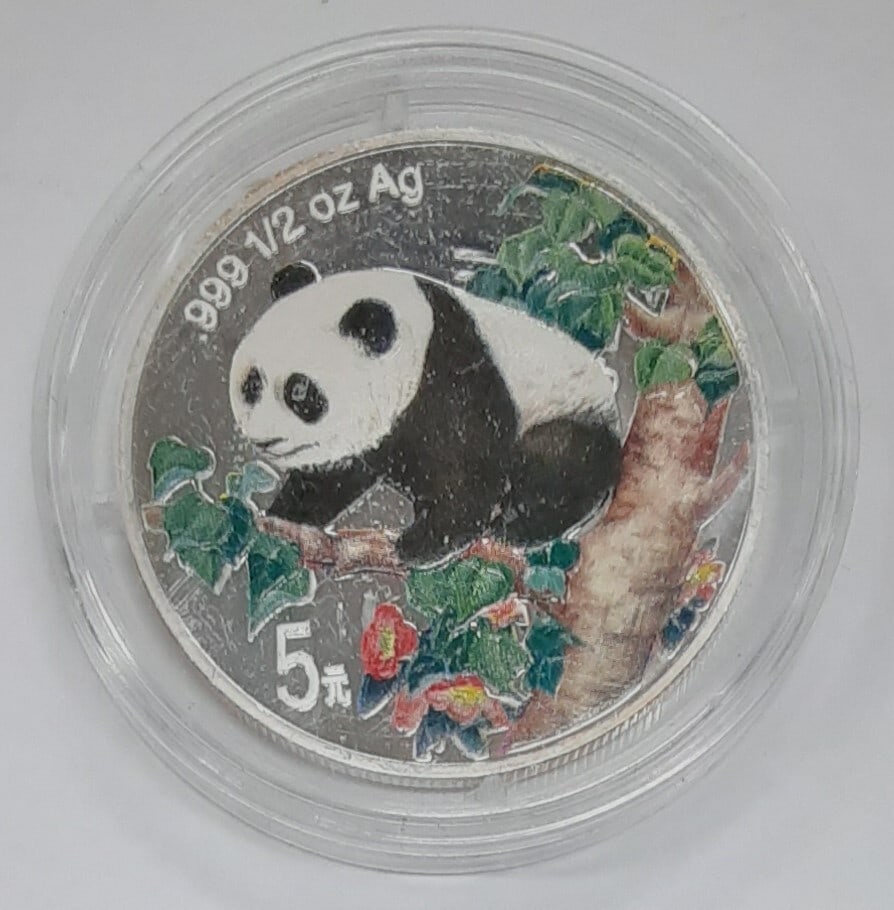 1998 Colorized Panda 5 Yuan Silver Proof 1/2 Oz Coin With COA China (1 of 3)