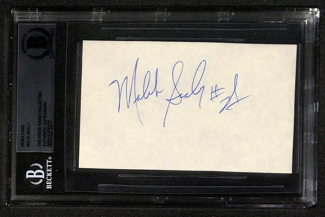 Malik Sealy Signed 3x5 Index Card Los Angeles Clippers Beckett Authenticated: Malik Sealy Signed 3x5 Index Card Los Angeles Clippers Beckett Authenticated This is an original autographed 3x5 index card signed by Malik Sealy, a former Small Forward for the Los Angeles Clippers.