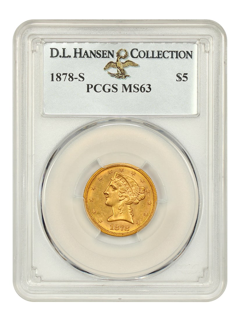 1878-S Liberty Head $5 Coin PCGS MS63 Scarce San Francisco Mint: 1878-S Liberty Head $5 Coin PCGS MS63 Scarce San Francisco Mint This 1878-S Liberty Head $5 coin is certified by PCGS with a grade of MS63, making it an uncirculated example from a limited mintage of