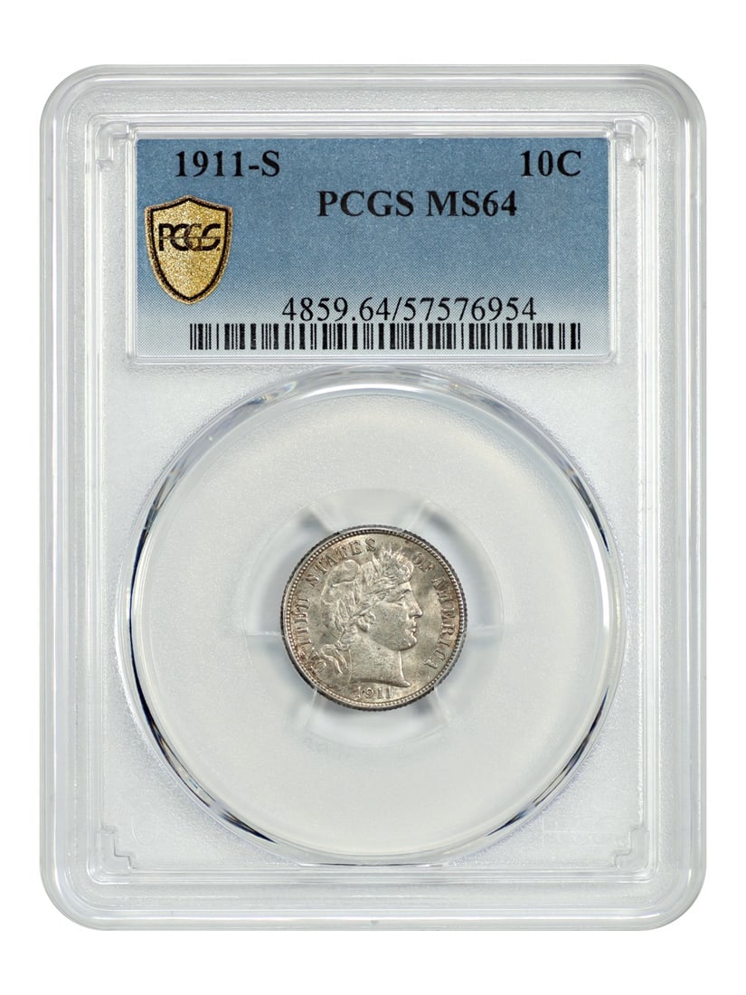 1911-S Barber Dime 10C PCGS MS64 Uncirculated San Francisco (1 of 4)