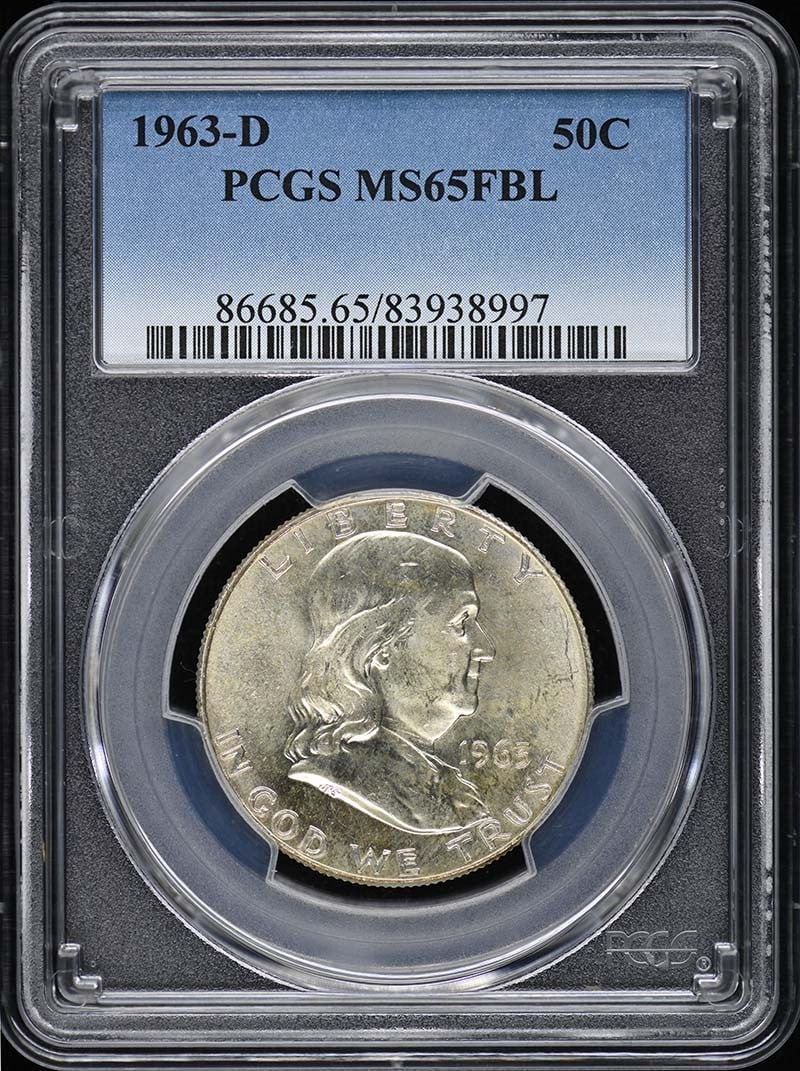 1963-D Franklin Half Dollar PCGS MS65FBL Uncirculated (1 of 2)