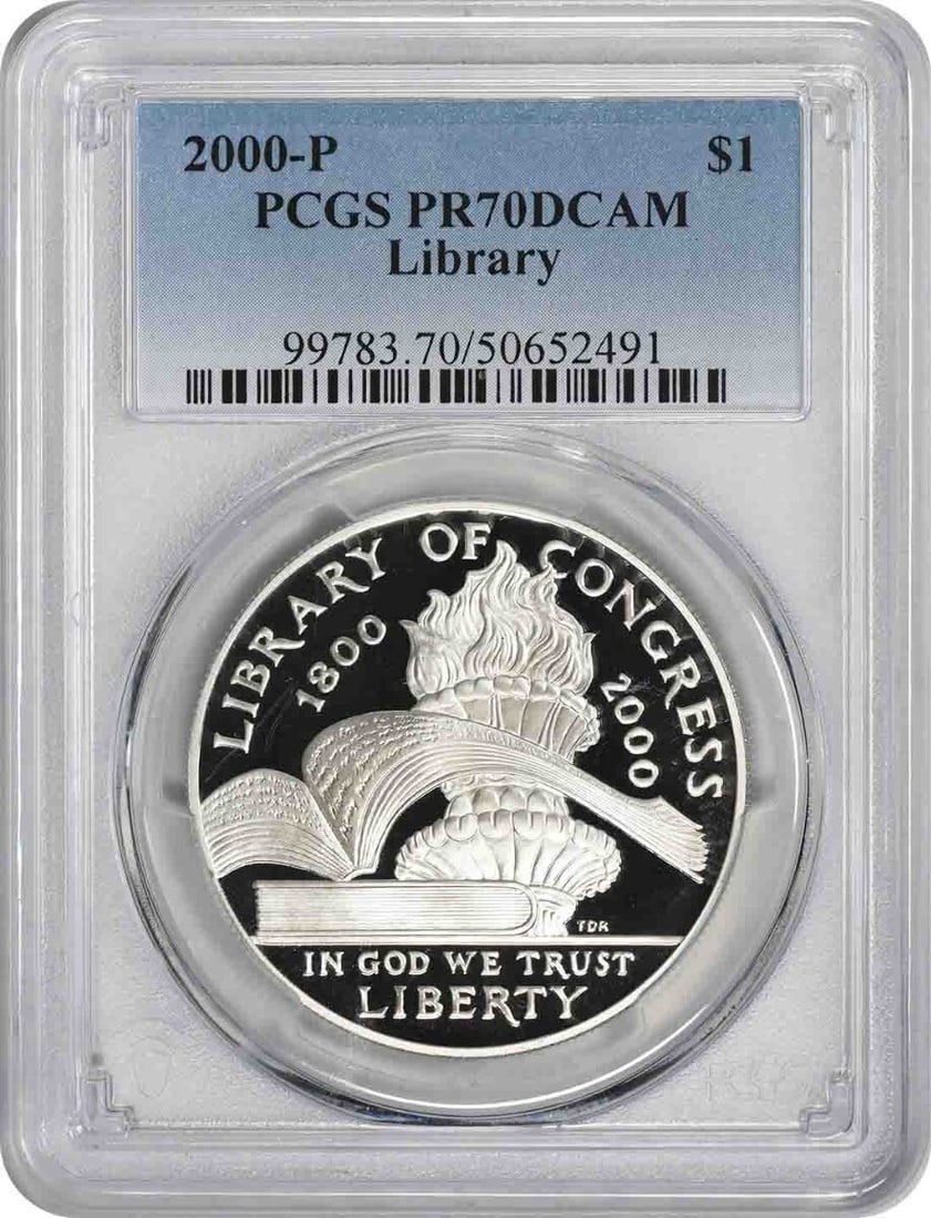 2000-P Library of Congress Silver Commemorative Dollar PR70DCAM PCGS Proof Coin (1 of 2)