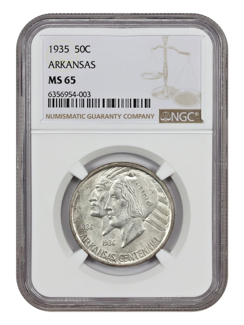 1935 NGC MS65 Arkansas 50C Classic Silver Commemorative Low Mintage (1 of 4)