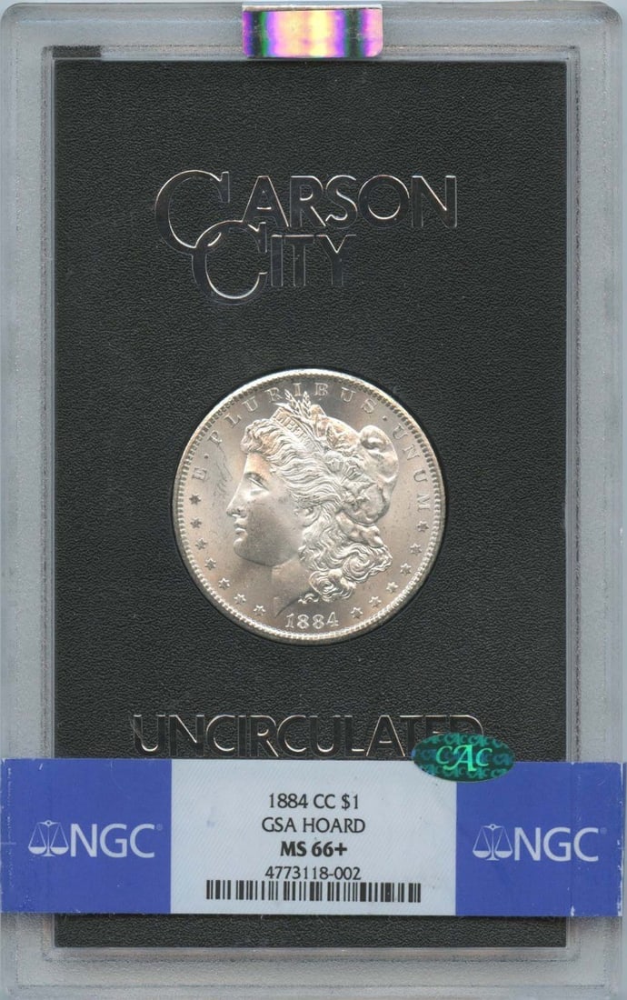 1884-CC Morgan Dollar GSA Hoard NGC MS66+ CAC Certified Coin (1 of 2)