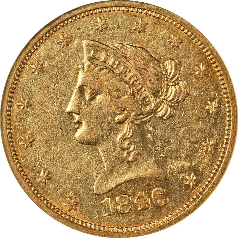 NGC XF45 1846 Over 5-O Gold Eagle Coin New Orleans Mint (1 of 4)