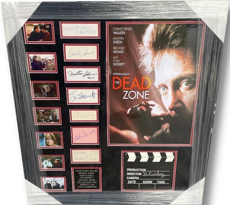 The Dead Zone Framed Signed Photo Cast Walken Sheen Adams JSA: The Dead Zone Framed Signed Photo Cast Walken Sheen Adams JSA This stunning framed photograph features the cast of the iconic film 'The Dead Zone', showcasing the autographs of notable actors includin