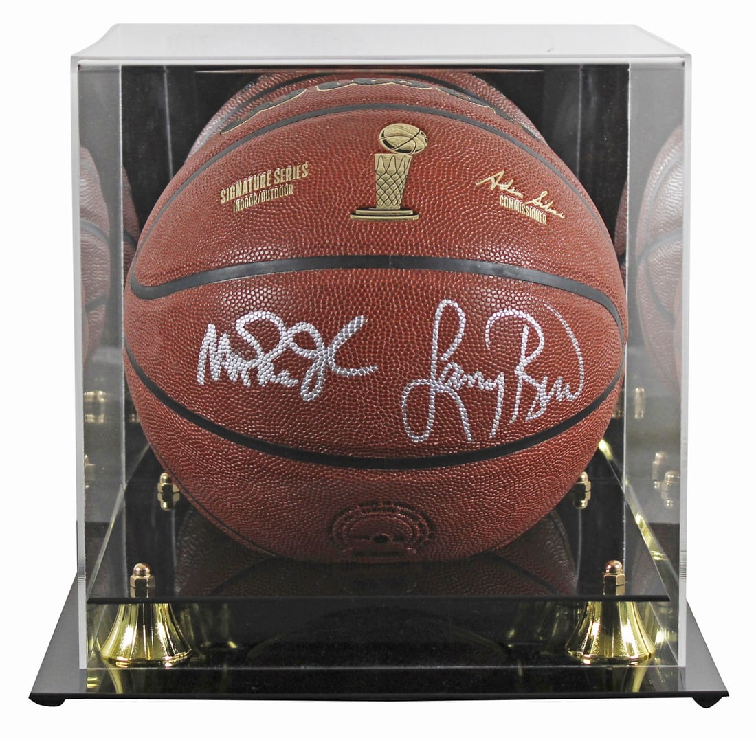 Magic Johnson Larry Bird Signed Wilson Trophy Series Basketball BAS Authenticated Display Case: Magic Johnson Larry Bird Signed Wilson Trophy Series Basketball BAS Authenticated Display Case This authentic Wilson Trophy Series Basketball is personally signed by basketball legends Magic Johnson a