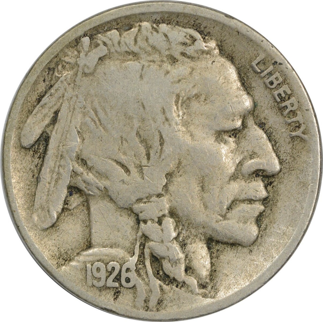 1926-S Buffalo Nickel 5C VF Uncertified American Coin (1 of 2)