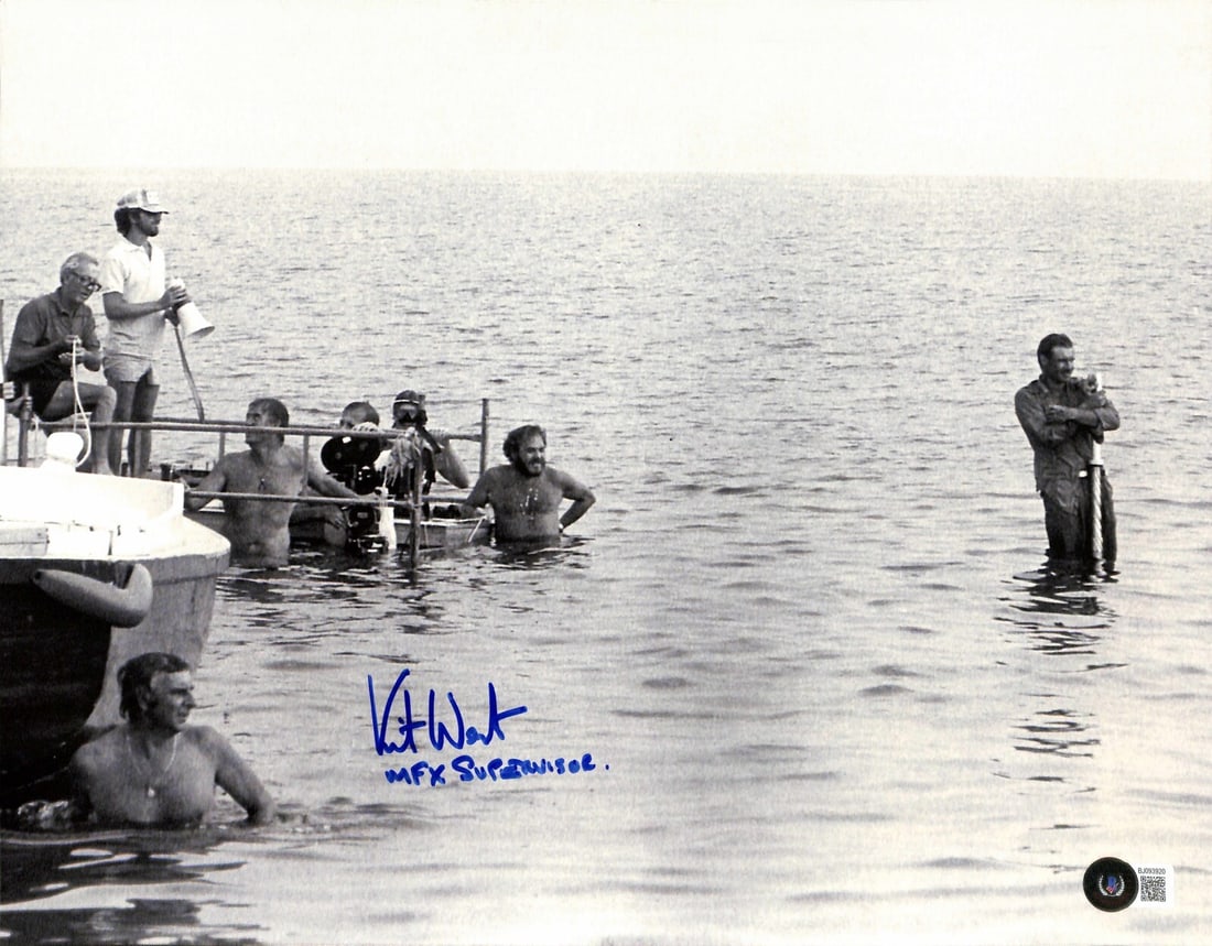 Kit West Signed Inscribed 11x14 Photo Indiana Jones SFX Supervisor Beckett Authenticated: Kit West Signed Inscribed 11x14 Photo Indiana Jones SFX Supervisor Beckett Authenticated This is an 11x14 color photograph featuring the signature of Kit West, the Special Effects Supervisor for the i