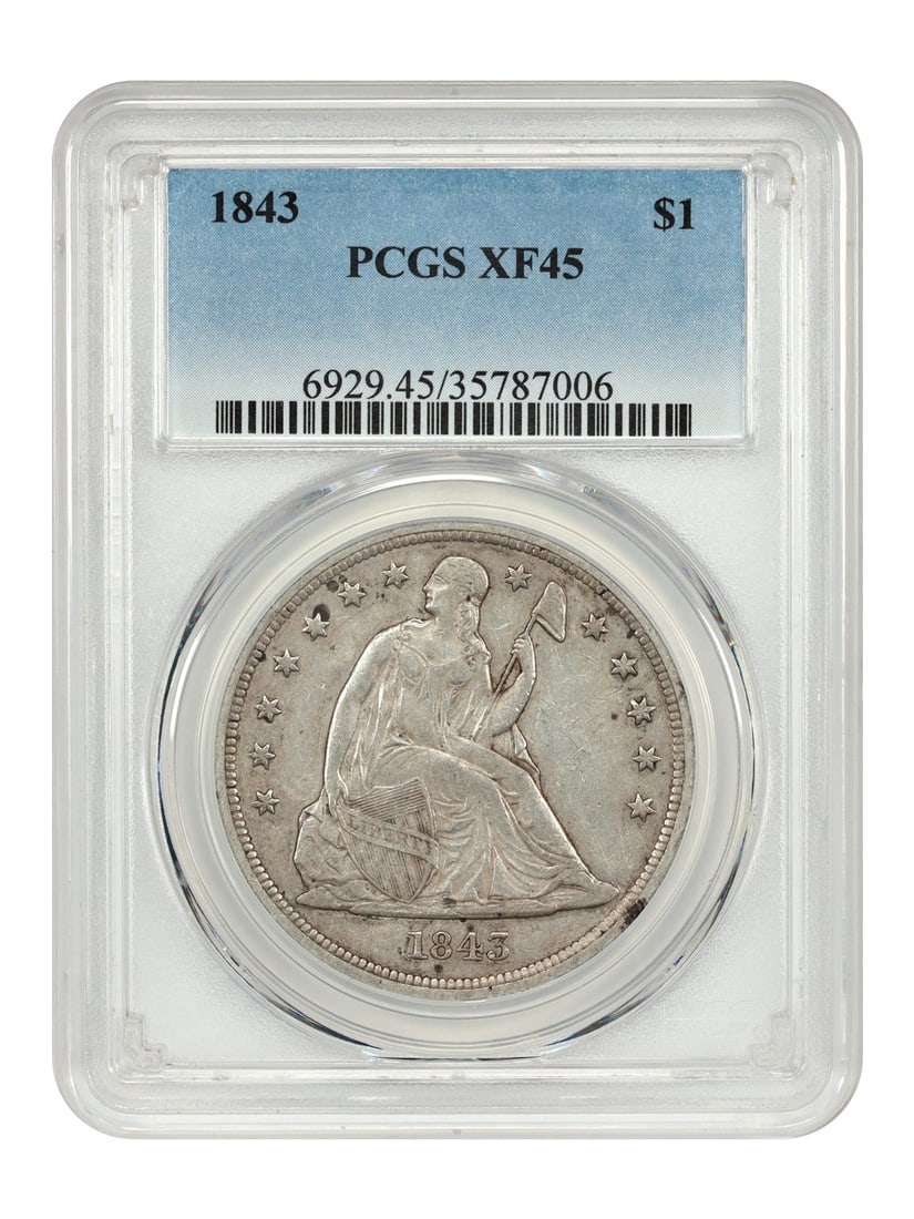 1843 Liberty Seated Silver Dollar PCGS XF45 Low Mintage Coin (1 of 4)