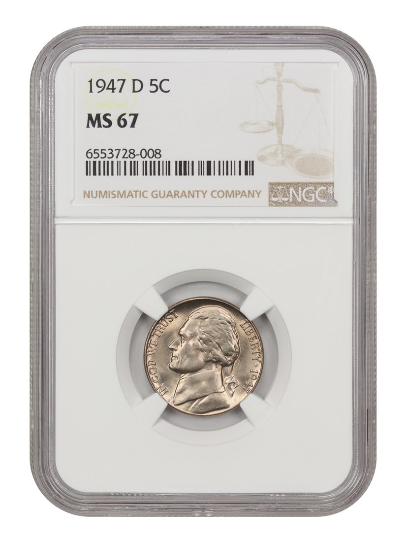 1947-D Jefferson Nickel NGC MS67 Uncirculated Coin (1 of 4)