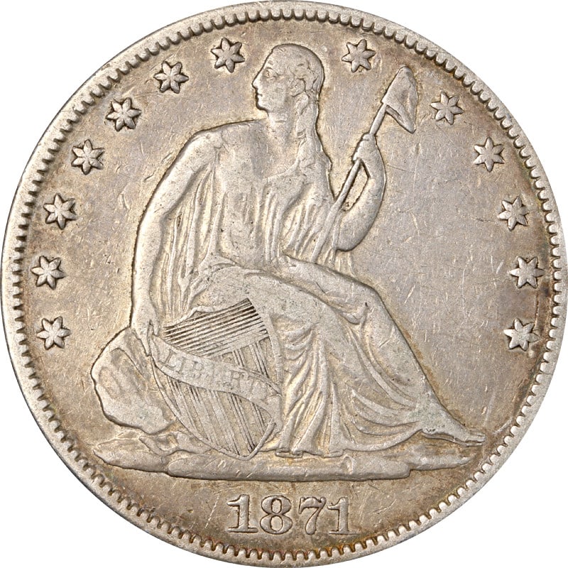 1871-P Seated Half Dollar 90% Silver Circulated Coin (1 of 2)