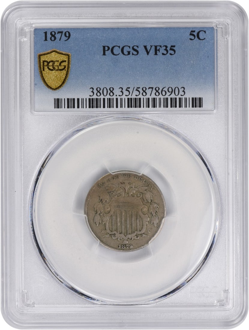PCGS VF35 1879 Five Cent Shield Nickel United States Coin (1 of 4)