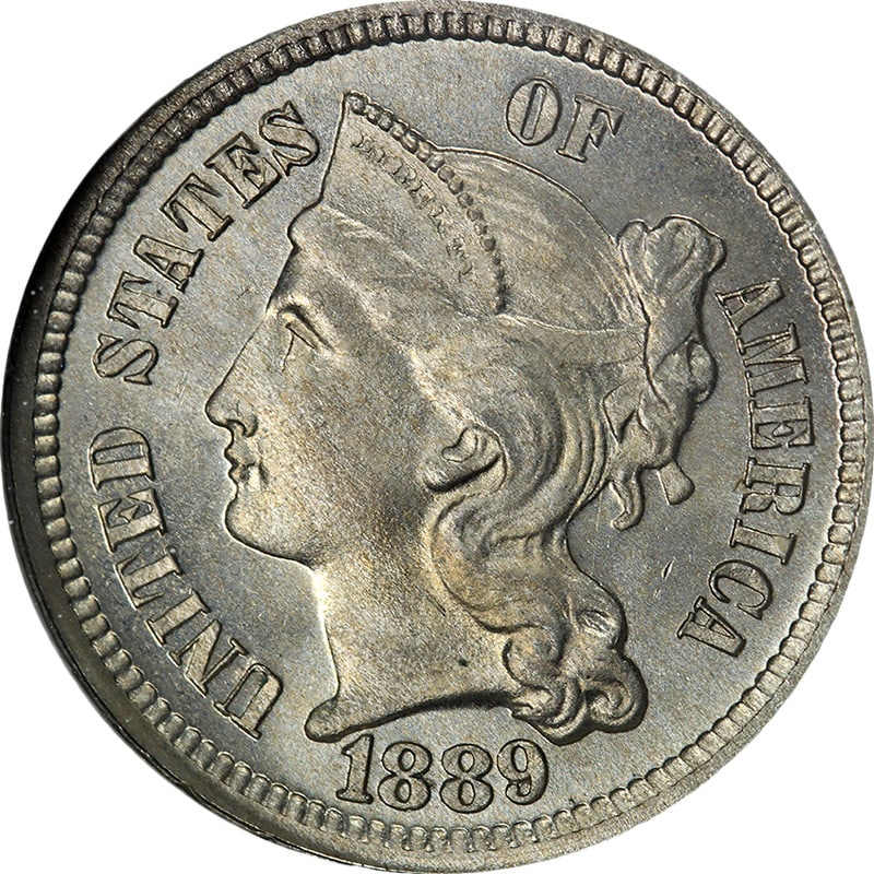 1889 Three Cent Nickel Proof Coin NGC PF64 Key Date with Excellent Luster (1 of 4)