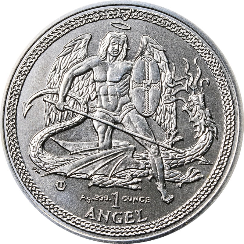 2014 Isle of Man Silver Angel 1 oz 0.999 Uncirculated Bullion Coin (1 of 2)