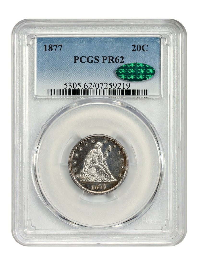 1877 Twenty Cent PCGS CAC PR62 Rare Proof-Only Coin (1 of 6)