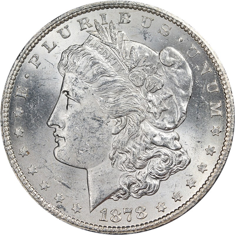 Uncirculated 1878 Carson City Morgan Silver Dollar BU Bright Luster Strong Strike: Uncirculated 1878 Carson City Morgan Silver Dollar BU Bright Luster Strong Strike This 1878-CC Morgan Silver Dollar features bright luster, strong strike, and attractive surfaces with nice color. The