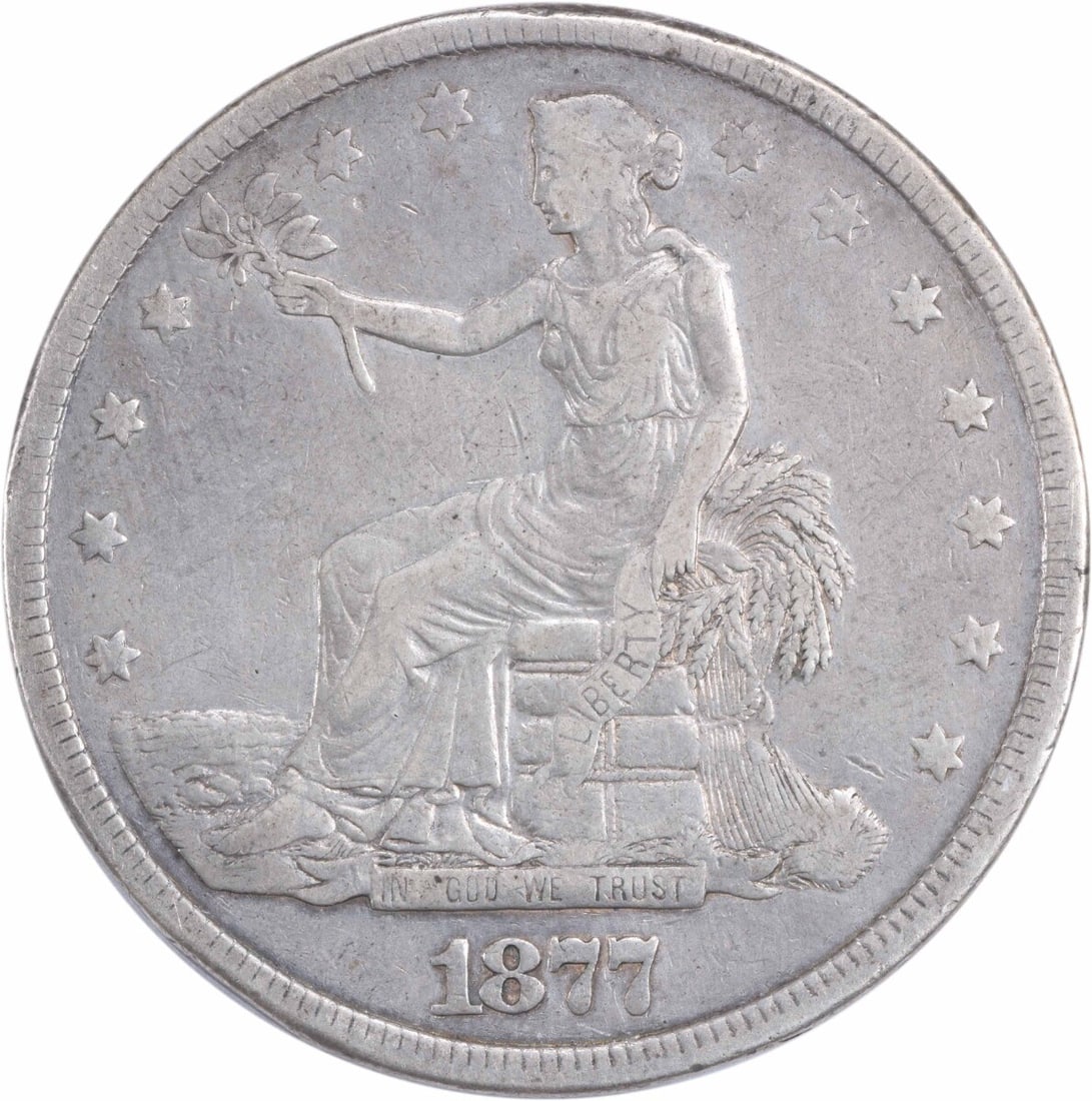 1877 Philadelphia Trade Dollar 90 Percent Silver VF Grade Uncertified (1 of 2)