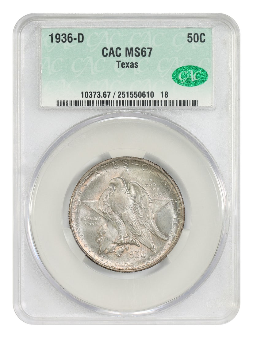 Texas 1936-D Silver Half Dollar CACG MS67 Classic Commemorative Low Mintage (1 of 4)