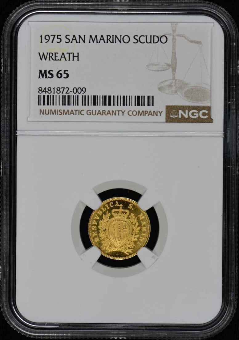 1975 San Marino Wreath Scudo NGC MS65 Uncirculated Coin (1 of 2)