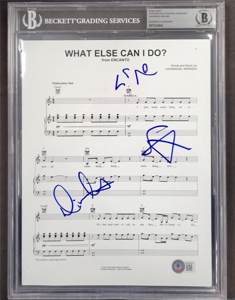 Lin-Manuel Miranda Signed Encanto 8.5x11 Lyric Sheet BAS Authenticated: Lin-Manuel Miranda Signed Encanto 8.5x11 Lyric Sheet BAS Authenticated Celebrate the magic of Disney's "Encanto" with this signed 8.5x11 lyric sheet featuring the signature of Lin-Manuel Miranda. This