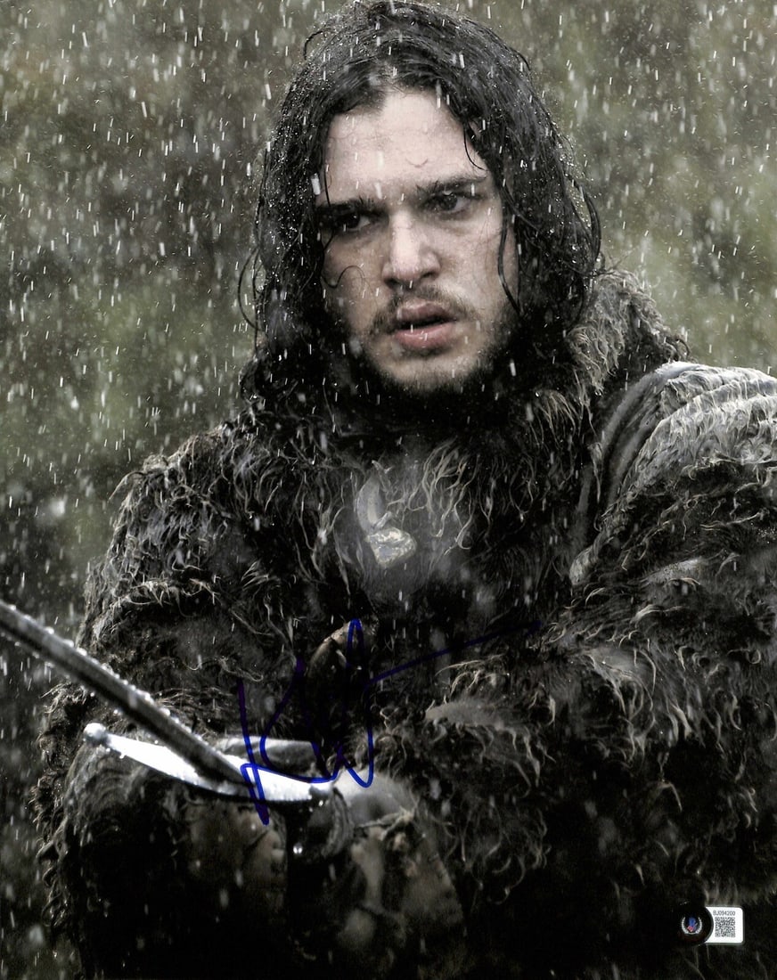 Autographed 11x14 Photo Kit Harington as Jon Snow Beckett Certified: Autographed 11x14 Photo Kit Harington as Jon Snow Beckett Certified This 11x14 photograph features Kit Harington, known for his role as Jon Snow in the television series Game of Thrones. The photograp