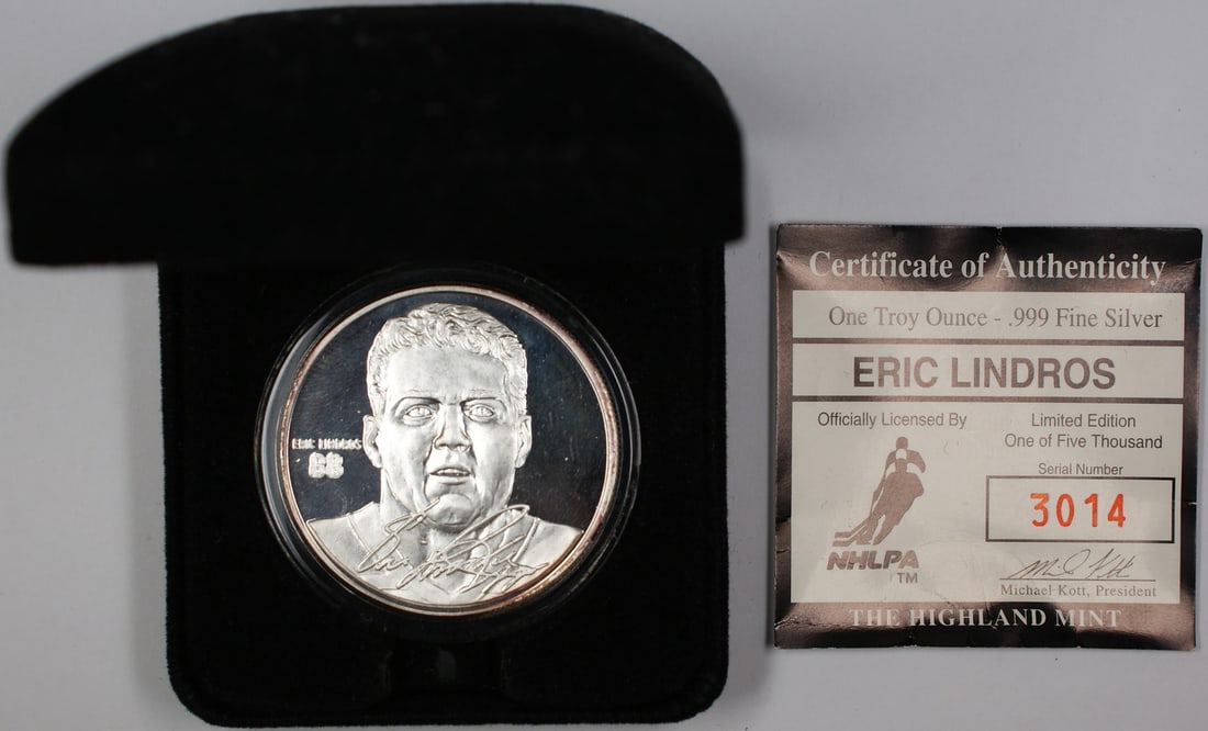 Eric Lindros NHLPA .999 Fine Silver Proof Medal by Highland Mint Limited Edition (1 of 4)