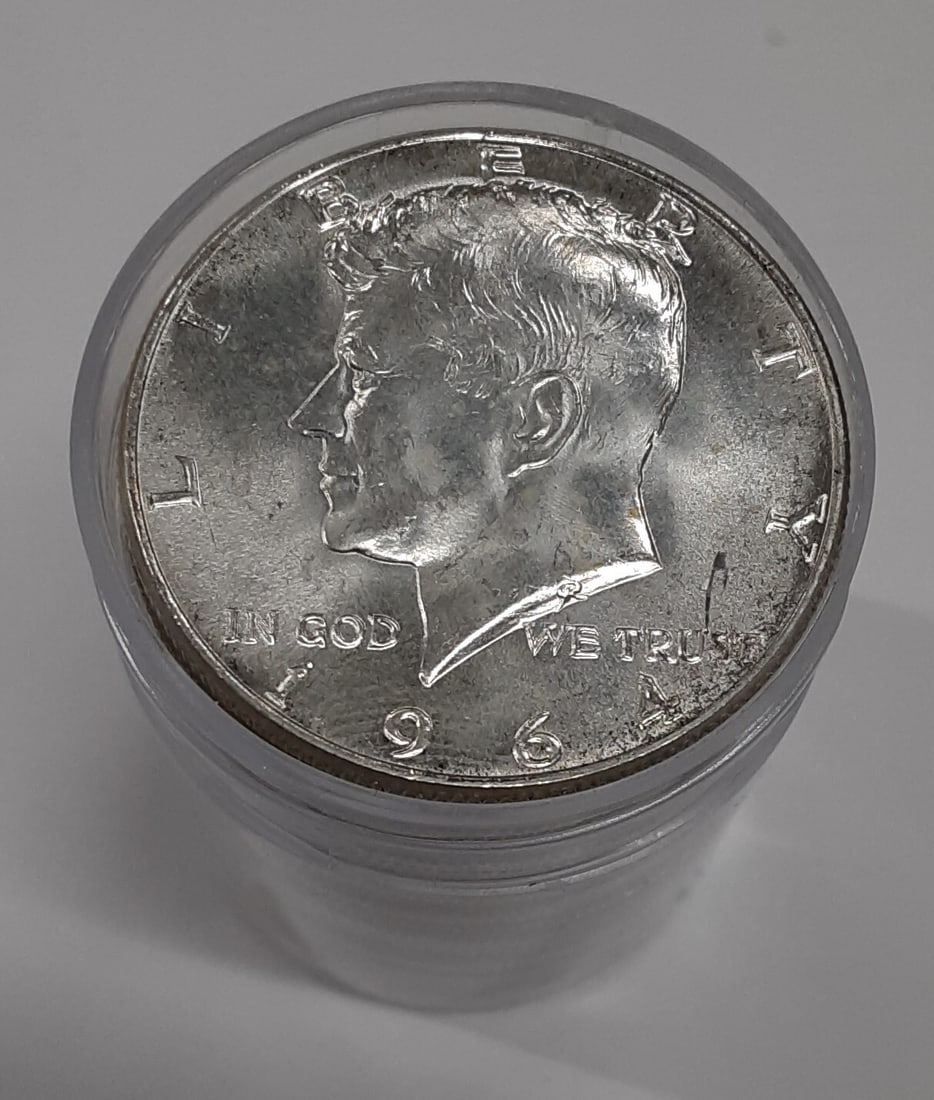 Roll of 20 Uncirculated 1964 Kennedy Half Dollar 90 Percent Silver Coins (1 of 3)