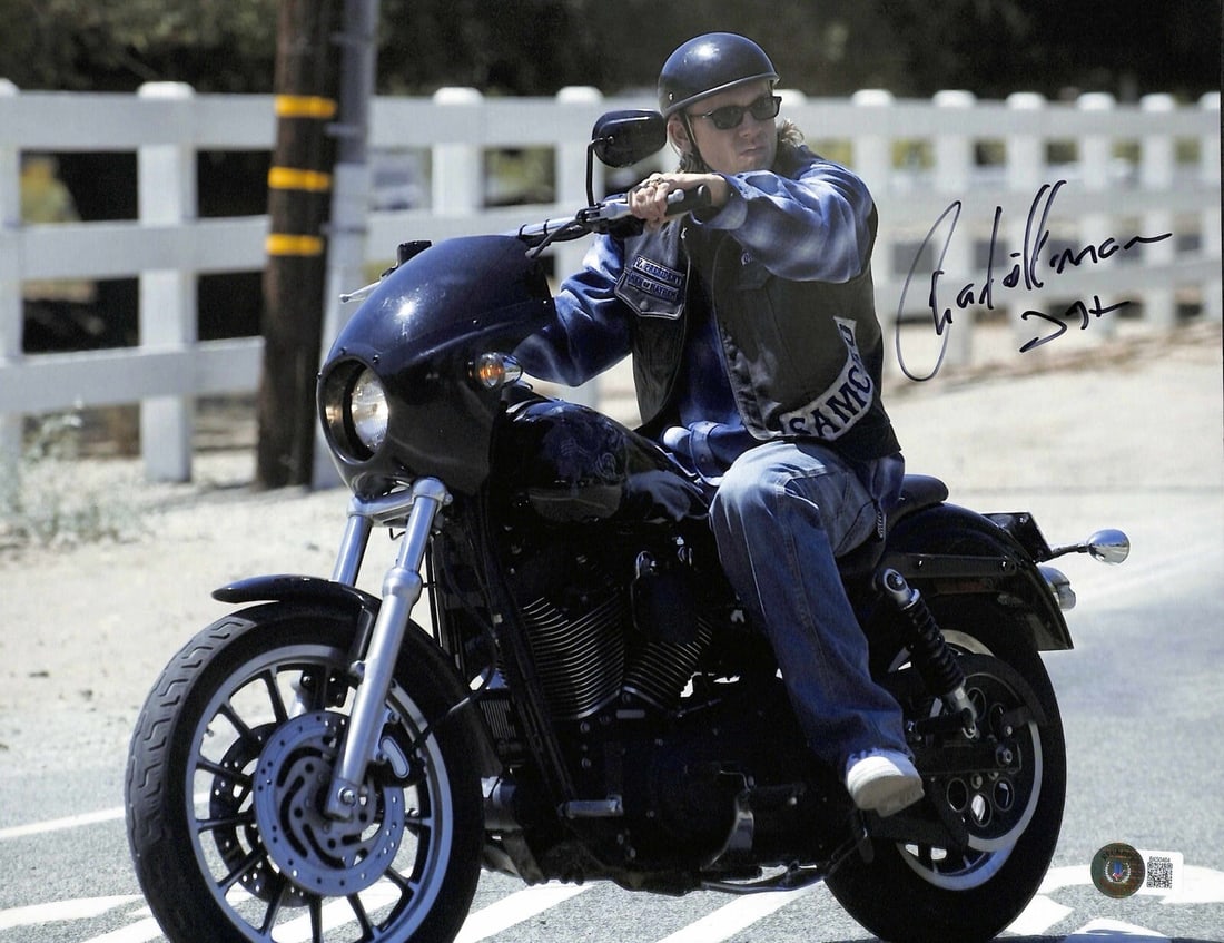 Autographed 11x14 Sons of Anarchy Photo Charlie Hunnam Beckett Certified: Autographed 11x14 Sons of Anarchy Photo Charlie Hunnam Beckett Certified This 11x14 photograph features Charlie Hunnam, who portrayed Jax Teller in the television series Sons of Anarchy. The photo has