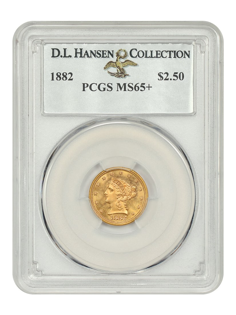 1882 Liberty Head $2.50 Gold Coin PCGS MS65+ Limited Mintage: 1882 Liberty Head $2.50 Gold Coin PCGS MS65+ Limited Mintage This 1882 Liberty Head $2.50 gold coin, graded MS65+ by PCGS, is a remarkable piece from the Philadelphia mint, with a limited mintage of o