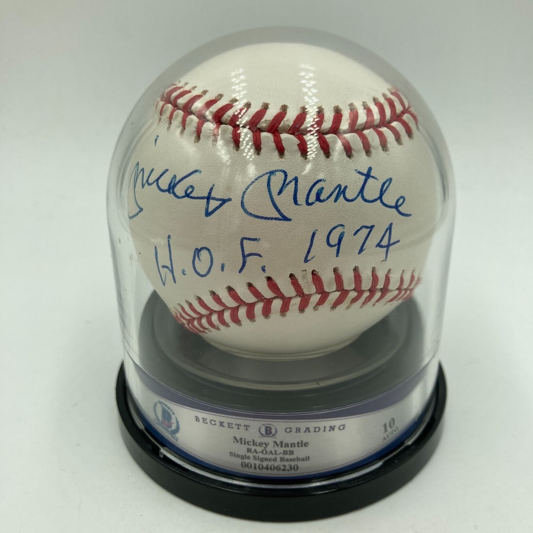Mickey Mantle Signed Baseball Beckett Graded Gem Mint 10 H.O.F. 1974 (1 of 7)